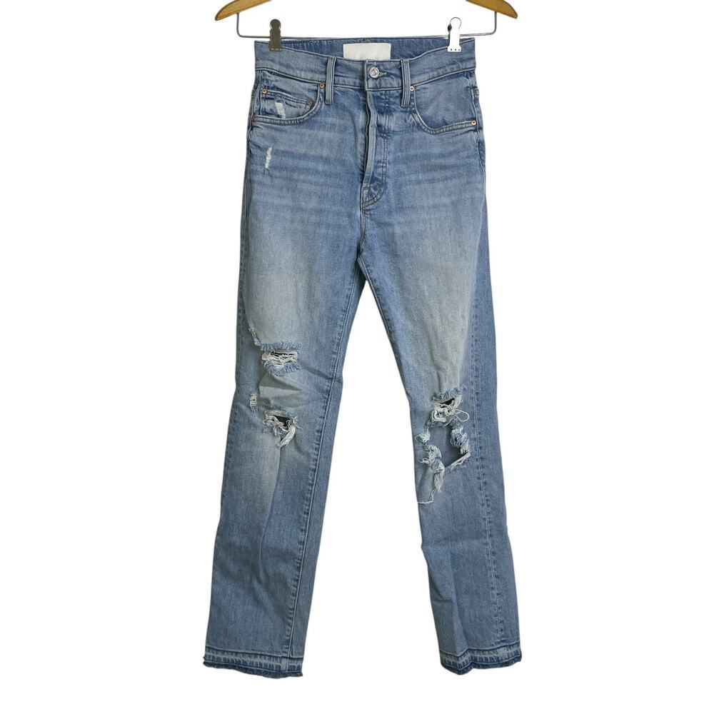 Mother High Waisted Hiker Hover Jeans Womens Size 25 On My Knees Destroyed 28"